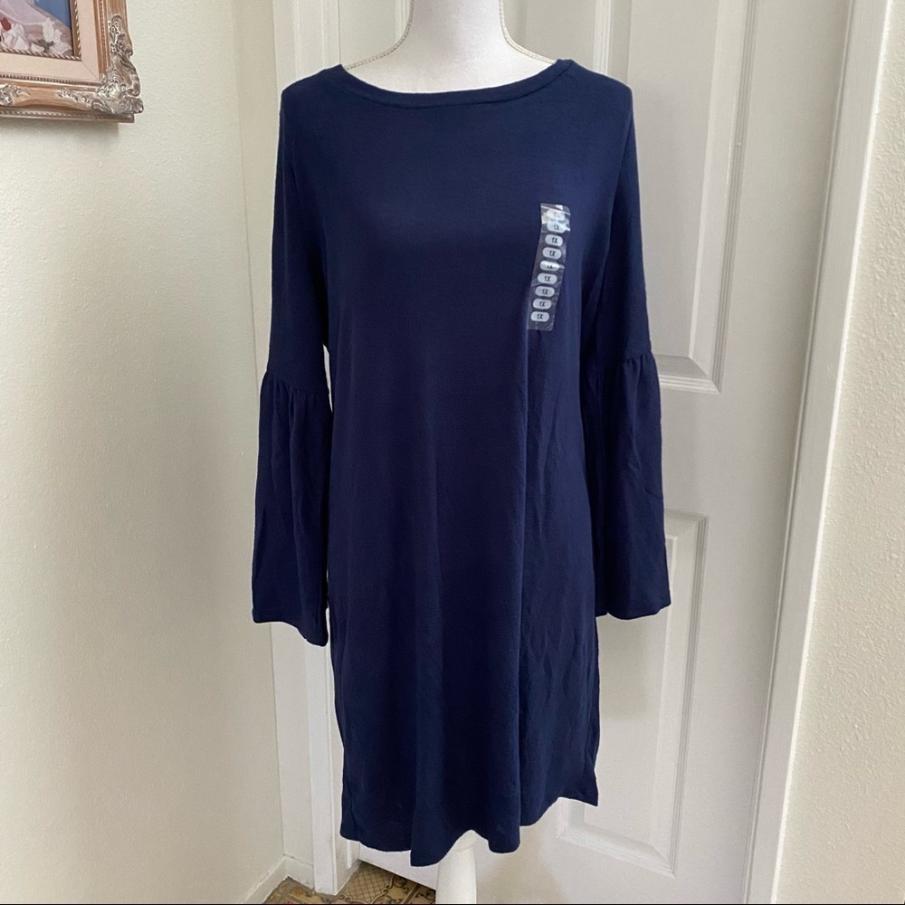 B Collection by Bobeau Curvy Shift Dress Navy 1X